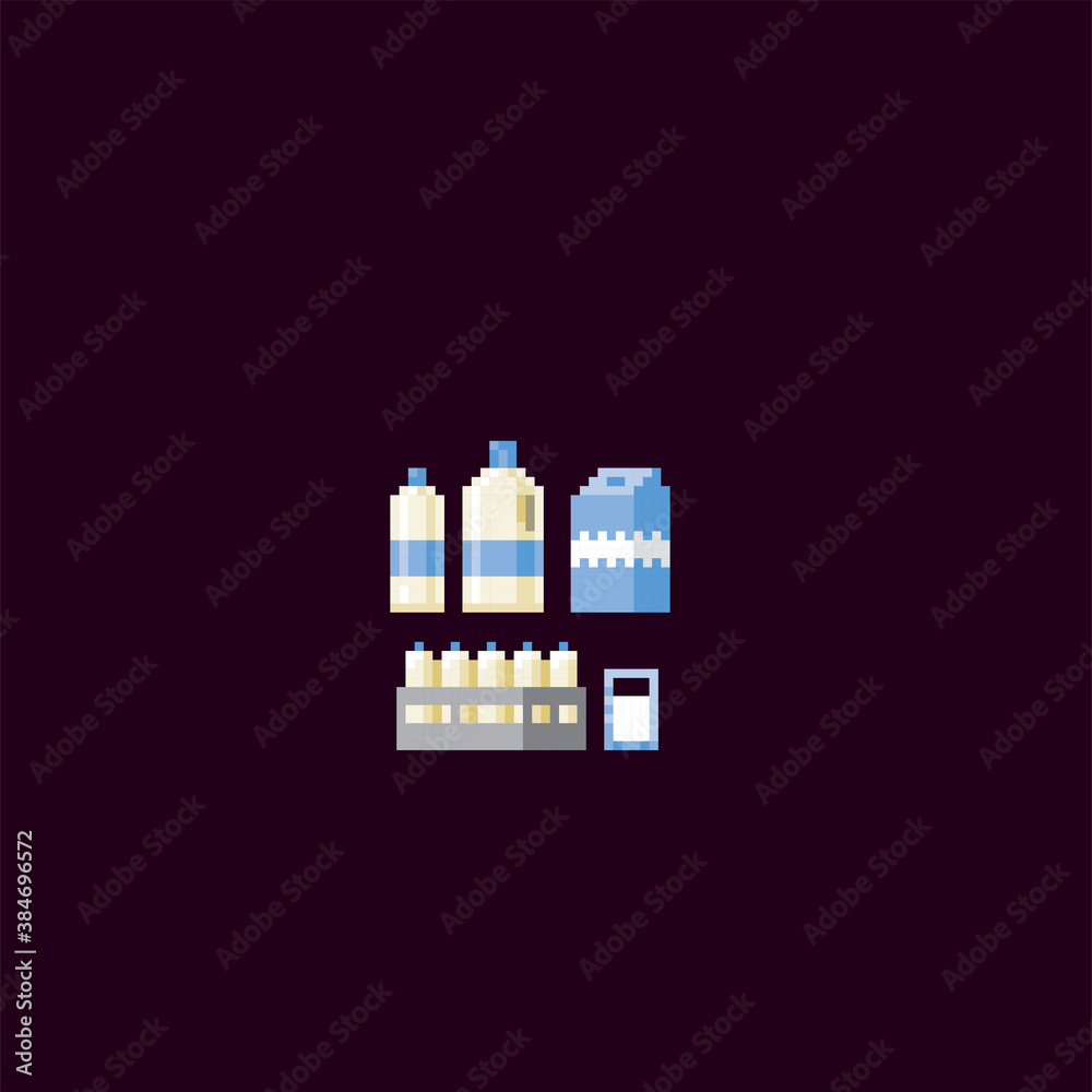 Milk products icon set. Pixel art. Old school computer graphic. 8 bit video game. Game assets 8-bit sprite. 16-bit. Milk products icon set. Pixel art. Old school computer graphic. 8 bit video game. Game assets 8-bit sprite. 16-bit.