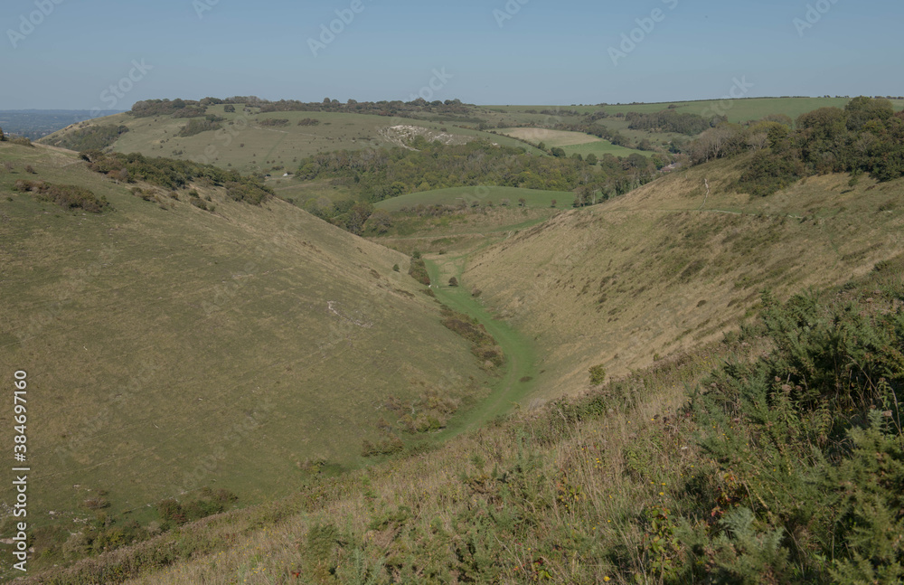 Devil's Dyke, a Chalk Grassland V Shaped Valley on the South Downs in Rural West Sussex in Southern England, UK