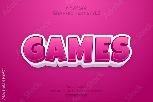 Games Cartoon Pink Editable Text Style Effect Premium