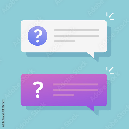 Question notice notification box vector set, request chat bubble speech flat cartoon, problem ask help text message sign concept, support faq information idea