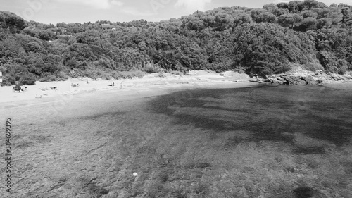 Aerial view of Elba Island. Barabarca Beach and Southern Coastline in summer season. Drone viewpoint. photo