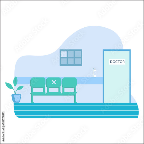 doctor waiting room illustration in pandemic situation