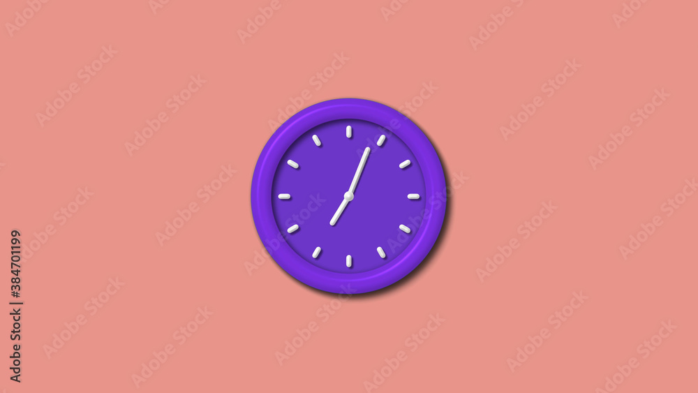 Amazing counting down purple color 3d wall clock isolated on red light background, 12 hours wall clock Amazing counting down purple color 3d wall clock isolated on red light background, 12 hours wall clock
