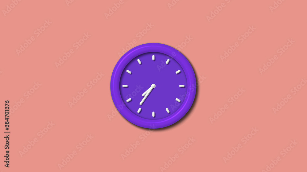 Amazing counting down purple color 3d wall clock isolated on red light background, 12 hours wall clock Amazing counting down purple color 3d wall clock isolated on red light background, 12 hours wall clock