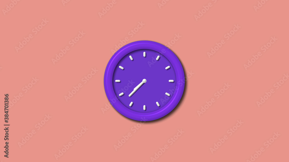 Amazing counting down purple color 3d wall clock isolated on red light background, 12 hours wall clock Amazing counting down purple color 3d wall clock isolated on red light background, 12 hours wall clock