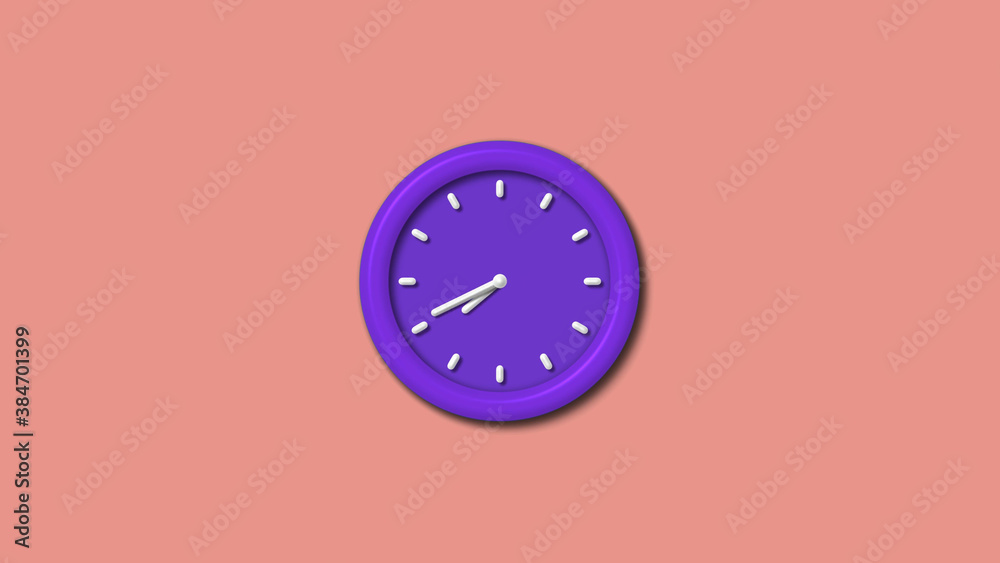 Amazing counting down purple color 3d wall clock isolated on red light background, 12 hours wall clock Amazing counting down purple color 3d wall clock isolated on red light background, 12 hours wall clock