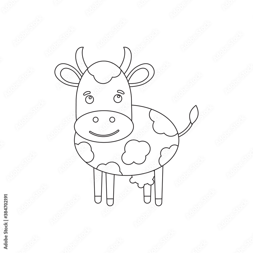 Coloring Page Outline of cartoon cow. Farm animals. Coloring book for ... Coloring Page Outline of cartoon cow. Farm animals. Coloring book for ...