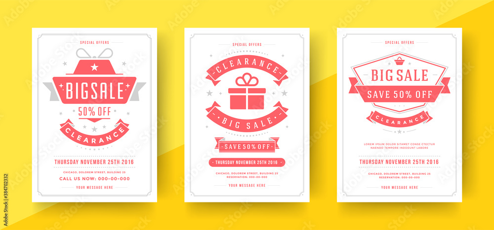 Fototapeta premium Sale banners or posters templates design with abstract circles discount messages vector illustration