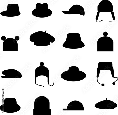 hats icons set black