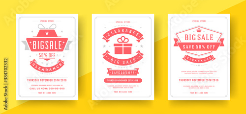 Sale banners or posters templates design with abstract circles discount messages vector illustration