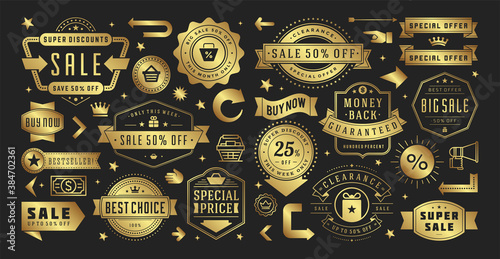 Sale banners special offers templates and discount stickers design elements set vector illustration