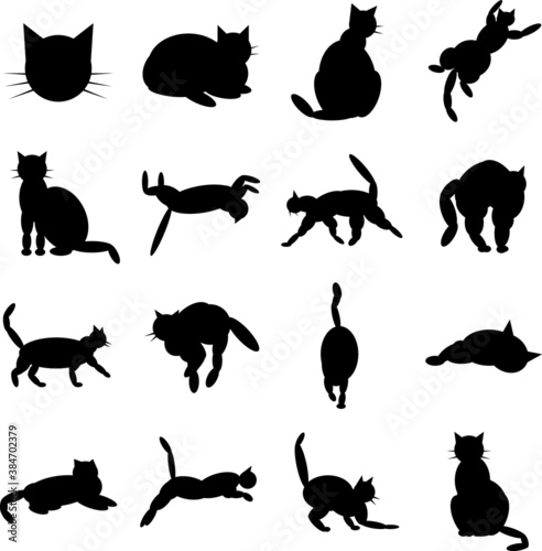 set of cat icons from ovals black