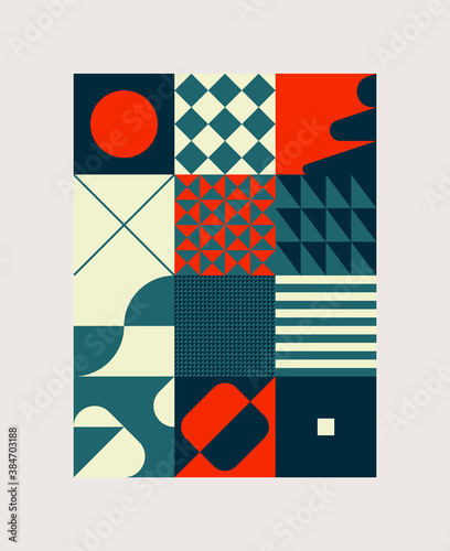 Vertical Layout Poster Design Wth Abstract Vector Geometric Shapes Pattern