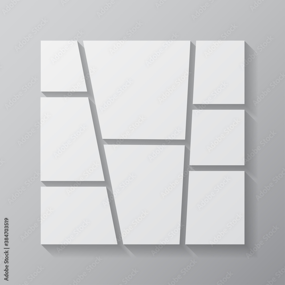 Vector template collage board eight images, photo
