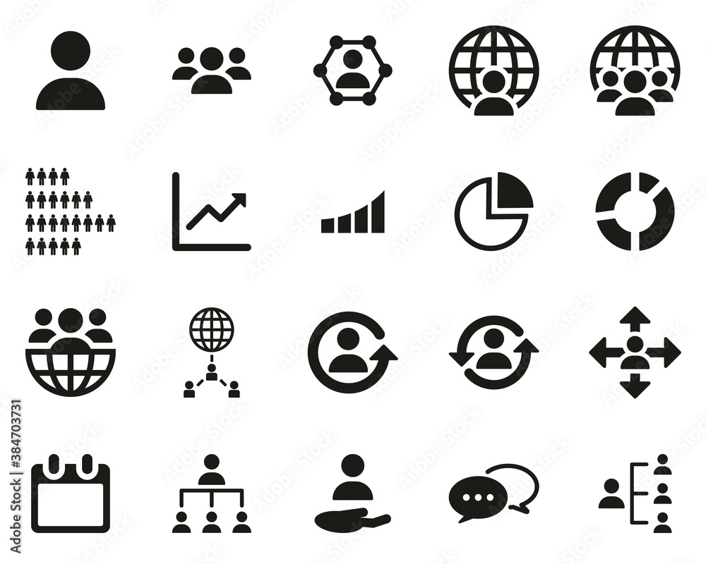 World Population Icons Black & White Set Big World Population Icons Black & White Set Big