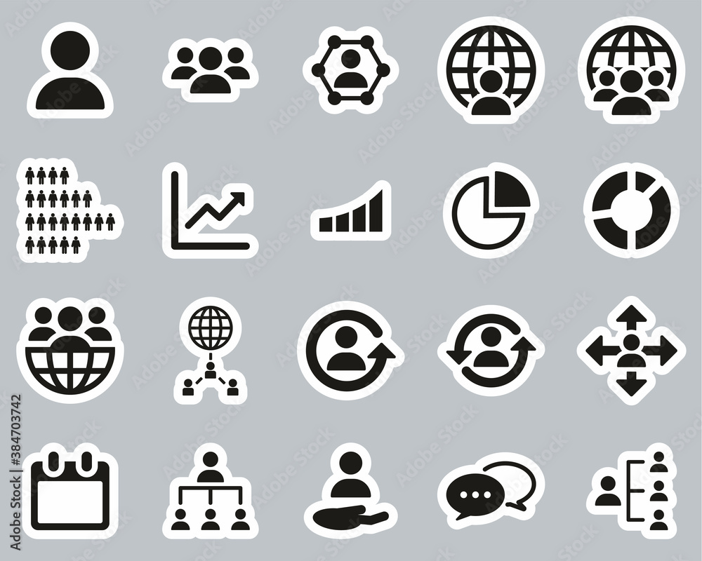 World Population Icons Black & White Sticker Set Big World Population Icons Black & White Sticker Set Big