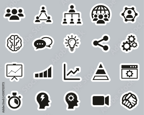 Work Productivity Icons Black & White Sticker Set Big