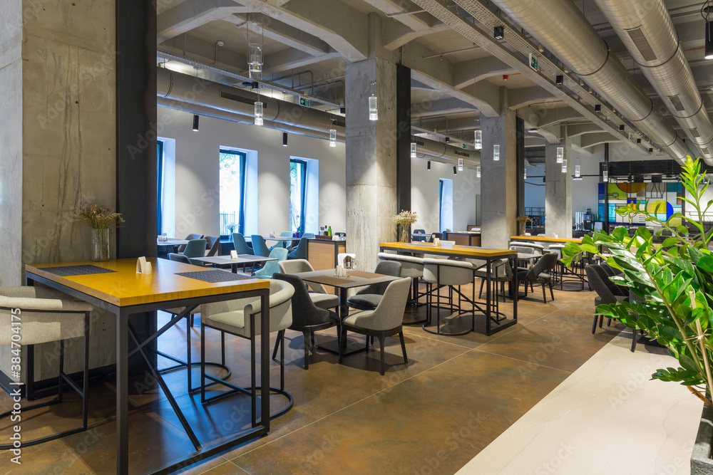 Interior of a hotel lounge restaurant