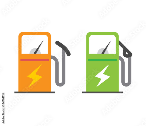 Electric vehicle charging station icon vector, electricity energy power fuel car refill pump sign symbol flat cartoon isolated pictogram