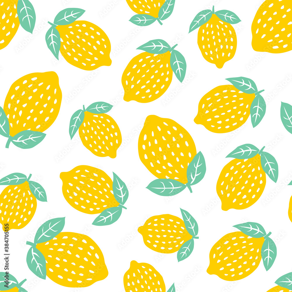 Seamless pattern with cute lemon