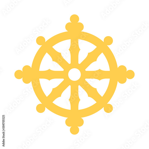 Samsara wheel. Dharma Wheel symbol. Vector illustration.