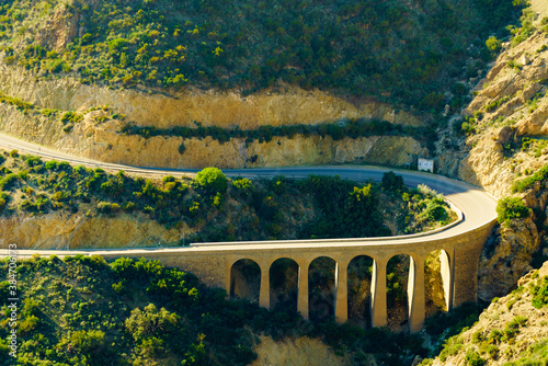 Road and viaduct from Granatilla viewpoint, Spain