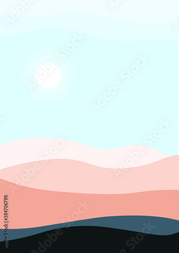 illustration of an landscape,Abstract minimalist organic earth tones design set, vector,Abstract contemporary aesthetic backgrounds landscapes set with sunrise, sunset, night. Earth tones, pastel colo