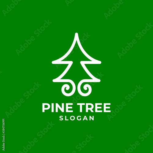 Green pine trees logo icon template vector