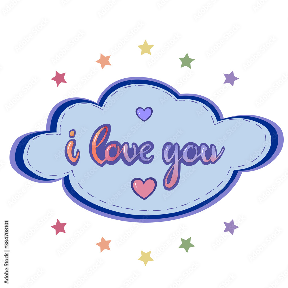 Signboard with slogan i love you isolated on the white background. Vector illustration