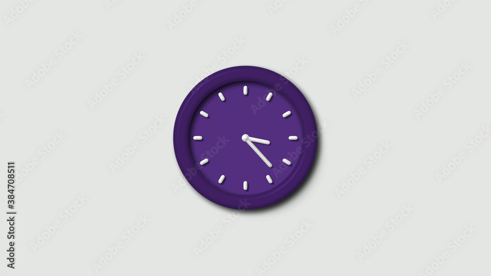 Purple dark 3d wall clock isolated Purple dark 3d wall clock isolated