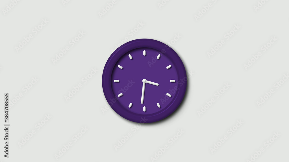 Purple dark 3d wall clock isolated Purple dark 3d wall clock isolated
