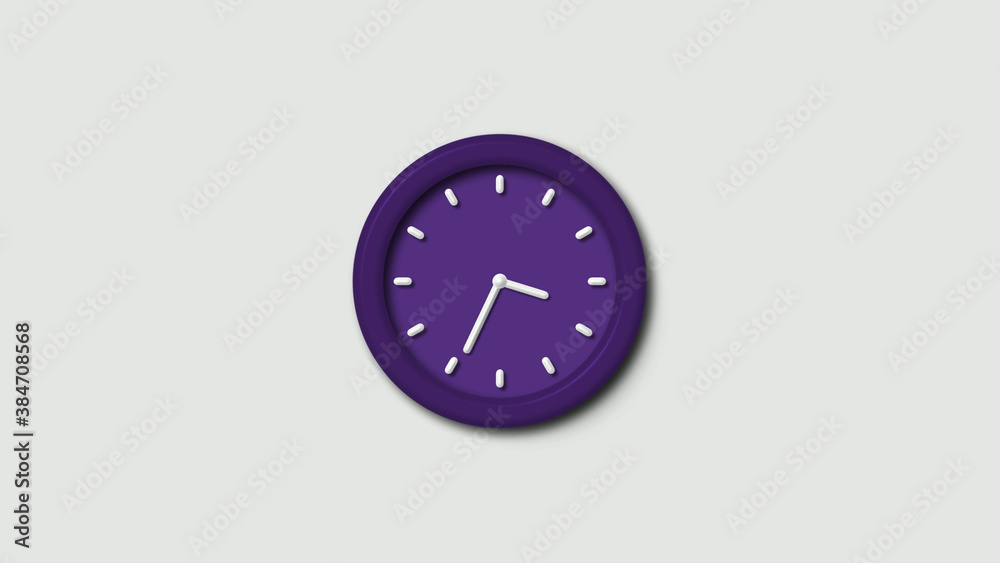 Purple dark 3d wall clock isolated Purple dark 3d wall clock isolated