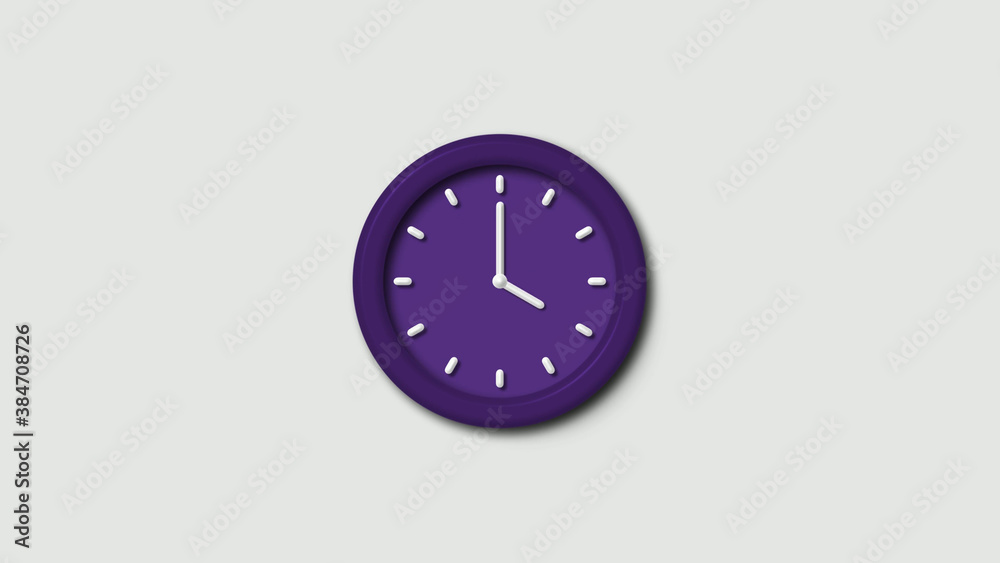 Purple dark 3d wall clock isolated Purple dark 3d wall clock isolated