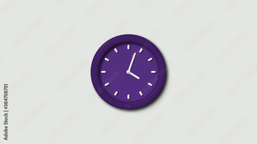 Purple dark 3d wall clock isolated Purple dark 3d wall clock isolated