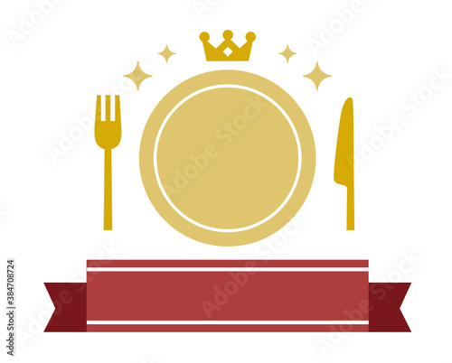 Gourmet ranking material for silverware, crowns and ribbons with simple silhouettes