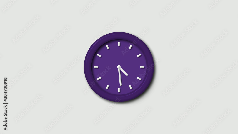 Purple dark 3d wall clock isolated Purple dark 3d wall clock isolated
