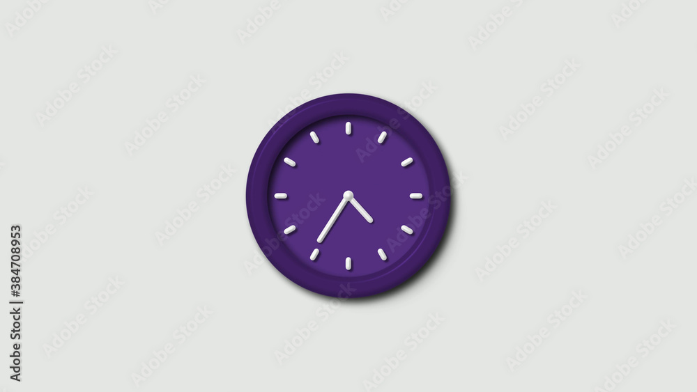 Purple dark 3d wall clock isolated Purple dark 3d wall clock isolated
