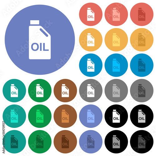 Oil canister round flat multi colored icons
