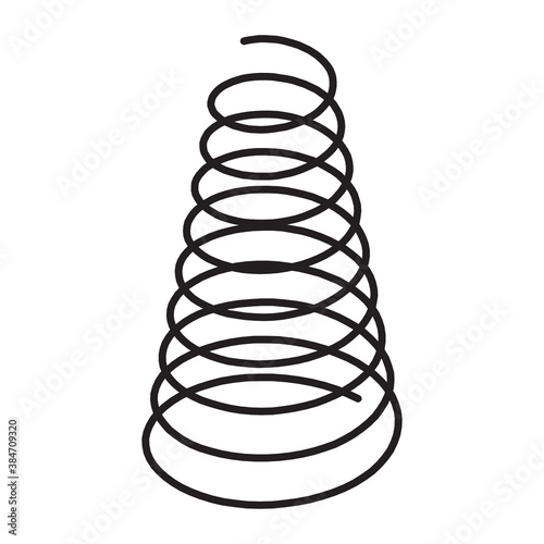  various shaped metal springs tapering. coil spring on white background 
