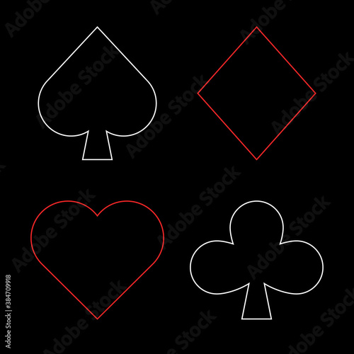 Playing card suit set. Hear...