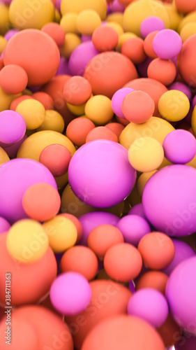 multicolored three-dimensional spheres. shallow depth of field. 3d render illustration