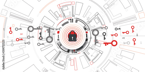 secure lock systems technology background with encrypted keys vector design illustration