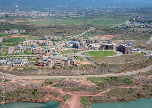 an aerial landscape of National University of Sciences & Technology, nust,  photography of Islamabad city  photo