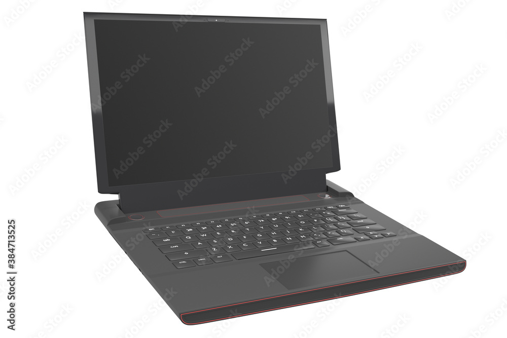 3d rendering of modern gaming laptop with rgb lights isolated on white 3d rendering of modern gaming laptop with rgb lights isolated on white
