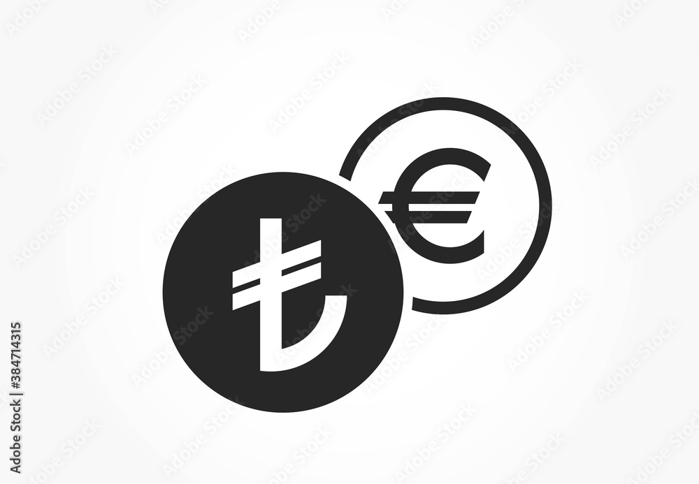 Turkish Lira To Euro Currency Exchange Icon Money And Banking Transfer Turkish Lira To Euro Currency Exchange Icon Money And Banking Transfer