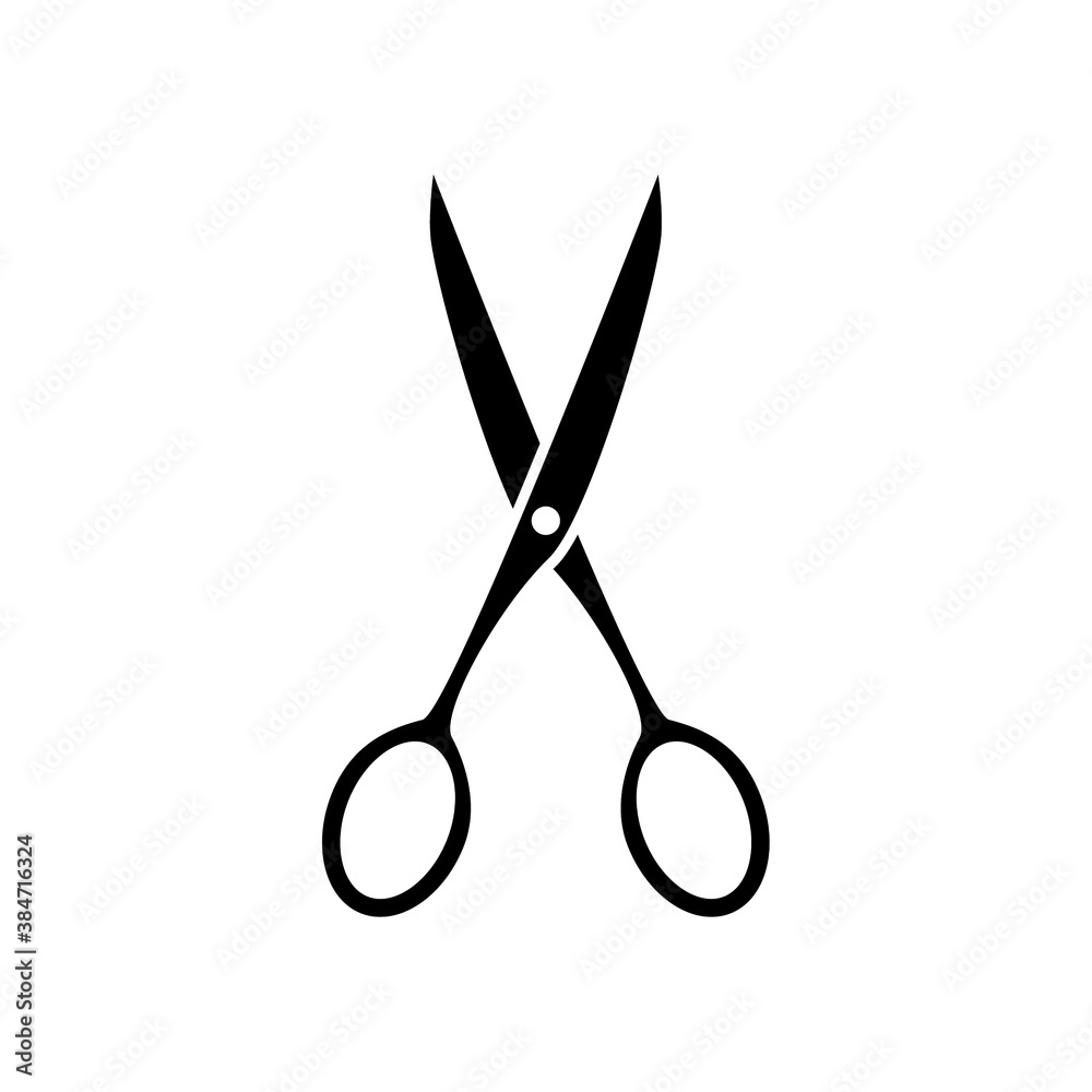 Vector black scissors icon on white background. Vector black scissors icon on white background.