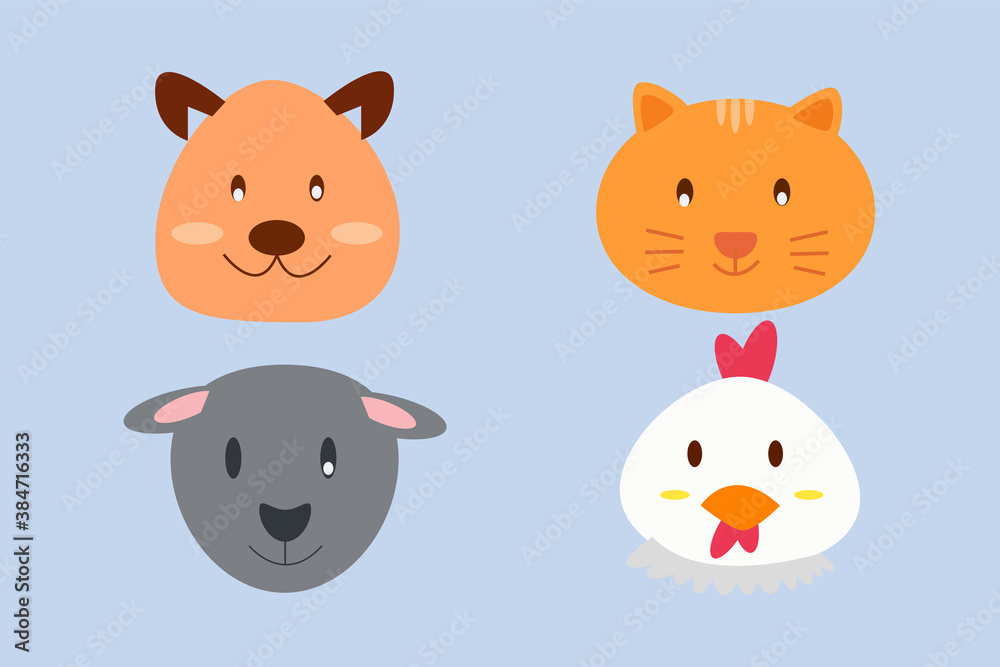 Fototapeta premium cartoon animals faces vector design illustration