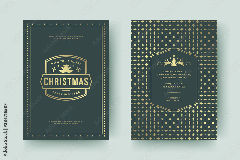 Christmas greeting card vintage typographic quote design vector illustration with pattern