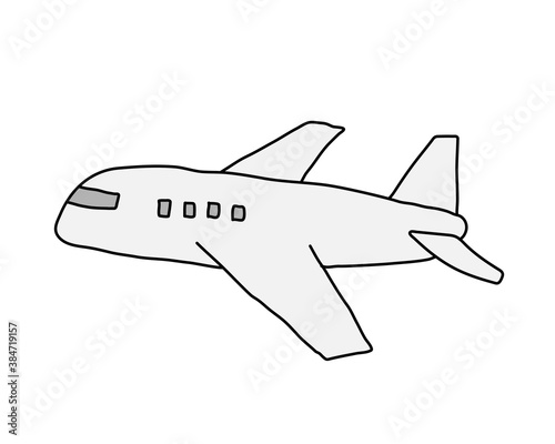 飛行機の手描きのイラスト／シンプル／かわいい／落書き／航空機／交通／ジェット機／旅客機