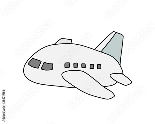 飛行機の手描きのイラスト／シンプル／かわいい／落書き／航空機／交通／ジェット機／旅客機